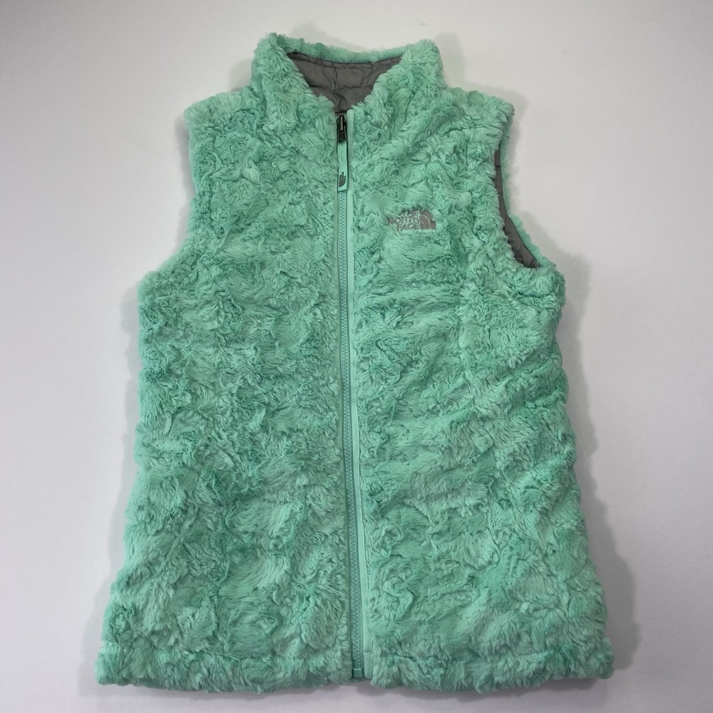 North Face Vest Girls M 10-12 Reversible Blue Fleece Gray Possible Womens XS